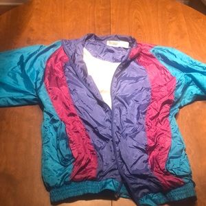 Vintage Neon Blue and Purple Windbreaker